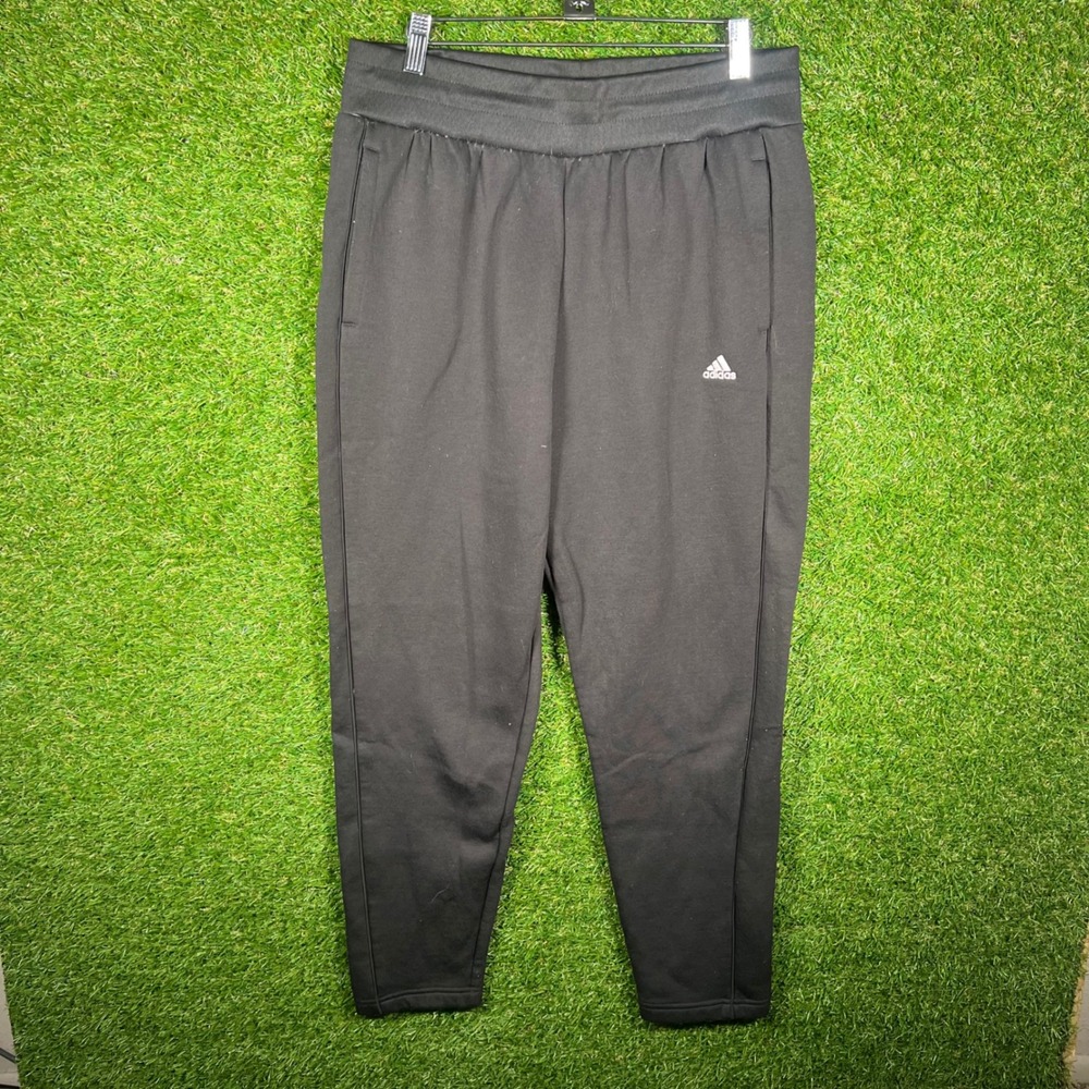 Adidas Womens Black Fleece Jogger Pants Tapered Athletic Sweatpants Size Large